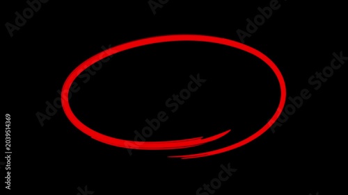 Hand-drawn circle highlights animation 4k video. White and red marker circle, oval scribble frame, handwritten round stroke, annotation circle effect with transparent alpha background