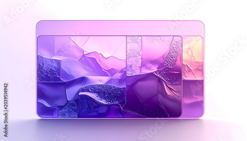 Abstract purple and pink digital landscape with fragmented crystal geometric shapes and soft lighting