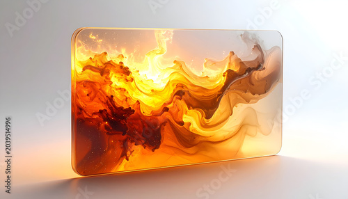 Abstract swirling fluid motion of fire and smoke in vibrant warm tones digital art