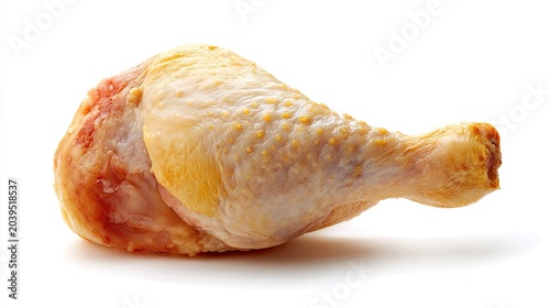 Raw Chicken Drumstick Isolated on White Background Studio Shot.