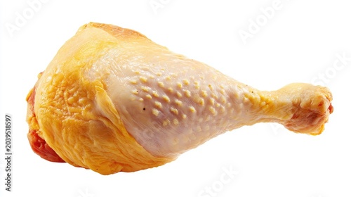 Raw Chicken Leg Quarter Isolated on White Background.