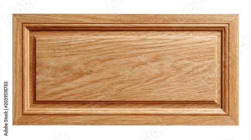 Natural Wood Cabinet Door with Raised Panel Design.