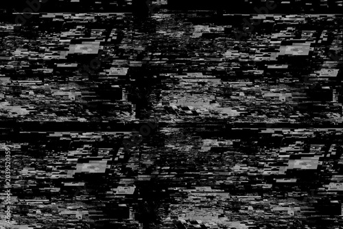 Chaotic Digital Glitch Background, Abstract Data Corruption Texture, Black and White Cyberpunk Interference Effect, Futuristic Technology Error Pattern, Distorted Signal Overlay Design