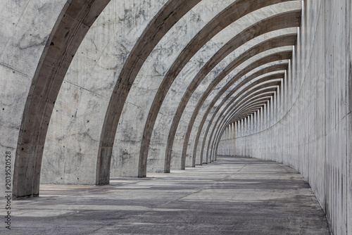 Architectural Perspective of Concrete Arches at the Port of Tazacorte on the Island of La Palma Spain