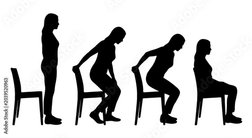 Photos Woman Sitting Down Sequence, Silhouette of Female Figure in Four Poses Demonstra