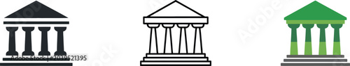 Photos Courthouse Colored Icon Set Vector Illustration, Justice and Legal Institution S