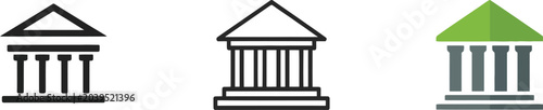 Photos Courthouse Colored Icon Set Vector Illustration, Justice and Legal Institution S