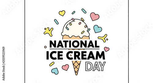 Celebration of National Ice Cream Day with colorful design