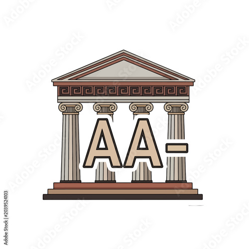 A classic illustration of a stone building with large pillars
