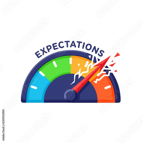 A gauge showing a needle breaking past the limit of expectations
