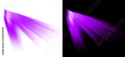 Bild auf Leinwand Abstract image featuring a vivid purple spotlight beam against a black background, with an identical image on a transparent checkered background