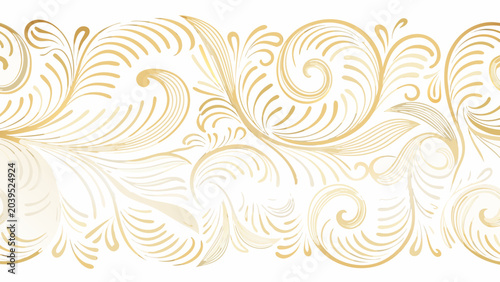 Photos ornate floral ornament in gold vector style on white background pattern scrollwo