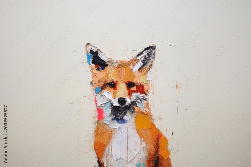 Naklejka premium Fox art painting animal.