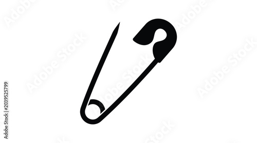Cuadro en lienzo safety pin silhouette on white background black clip fastener sewing needlework