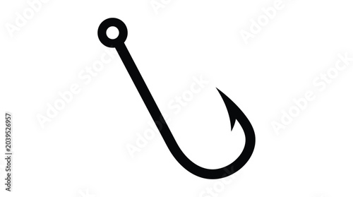 Bild auf Leinwand fish hook silhouette on white background fishing tackle equipment outdoor activi
