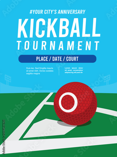 Great attractive editable and memorable kickball poster for competition and tournament event	