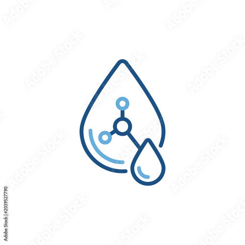 Water drop icon with internal molecular chemical structure.