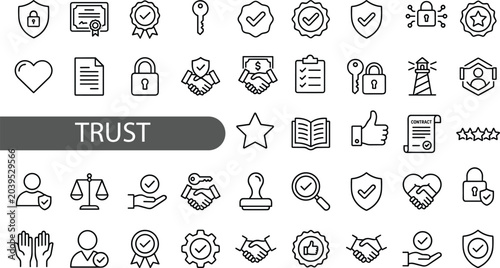 Schilderij op canvas Trust icon set