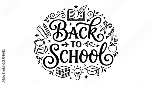 Tableau sur toile Creative Back to School Illustration with Learning Icons