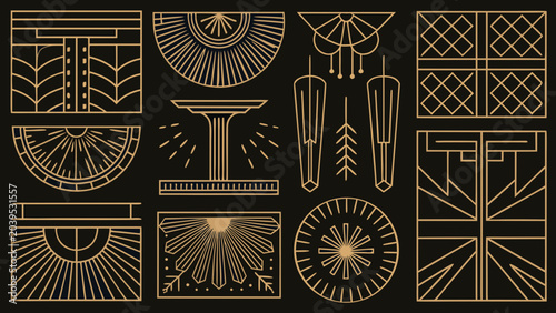 Obraz na płótnie a grid of distinct geometric shapes in art deco style layout vector pattern desi