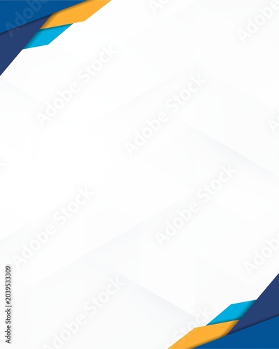 Professional corporate background template with abstract blue and yellow geometric shapes on a white gradient background.