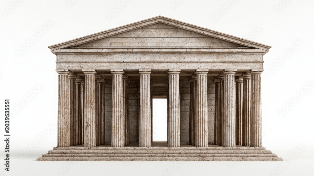 Fototapeta premium Ancient Greek Temple Facade with Ionic Columns and Pediment.