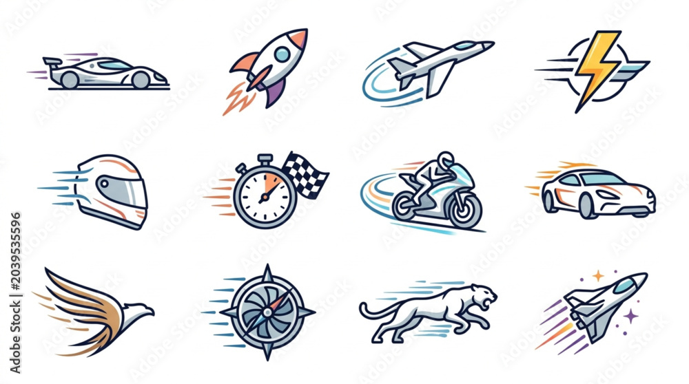 Obraz premium Speed and Motion Icon Set