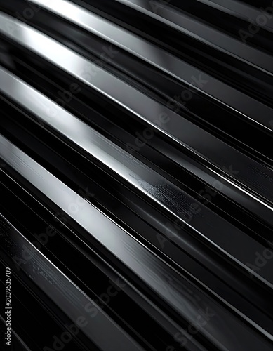 Sleek dark metallic parallel lines with reflections.