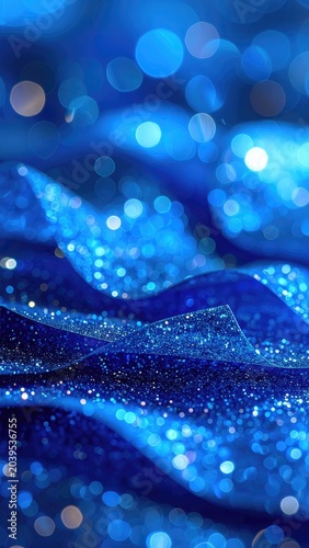 Abstract Blue Sparkle and Bokeh Background