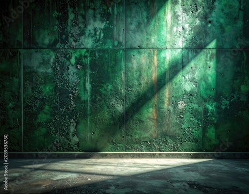 A dark, grunge-textured wall with dramatic light and shadow.
