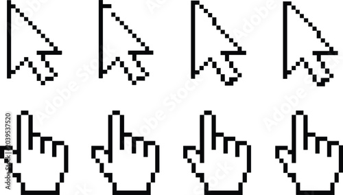 Foto Pixel art cursor and hand icons