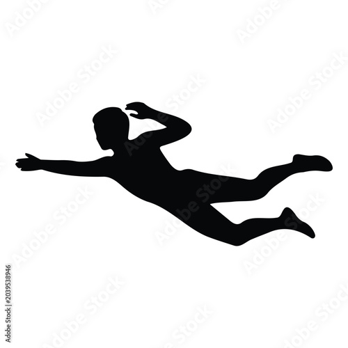 Photos Astronaut floating in zero gravity vector illustration spacewalk silhouette cosmonaut pose