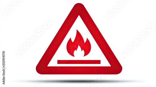 Red Triangle Warning Sign for Flammable Material.