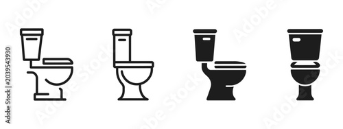 Bild auf Leinwand Toilet Icon WC Bathroom Sign Set with Simple Front View Toilet Vector Illustrati