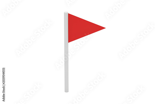 Red flag icon on white pole isolated on black background, 3D render for warning sign or goal milestone