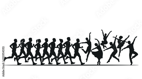 Photos Dynamic silhouettes of dancers and runners in motion