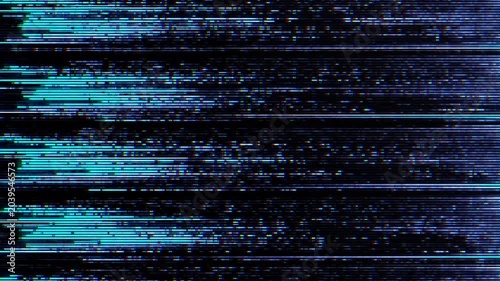 Abstract blue digital glitch background with horizontal scanning lines and signal interference, cyber tech aesthetic. Ideal for technology, computing, and cybersecurity design concepts.