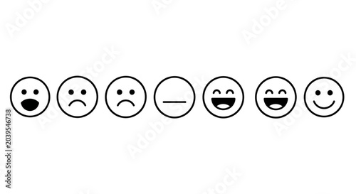 Schilderij op canvas Graphic representation of a feedback scale using expressive emoticons, illustrat