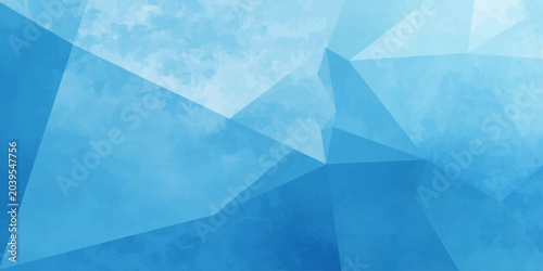 Blue abstract geometric triangle background with futuristic digital vector pattern and light ice texture design