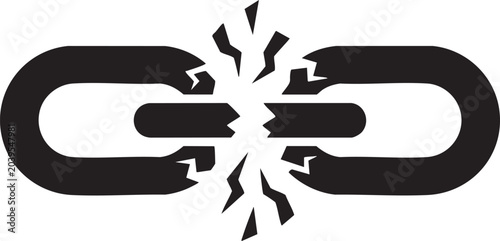 Foto Broken chain link icon illustration symbol of weakness failure or security breac