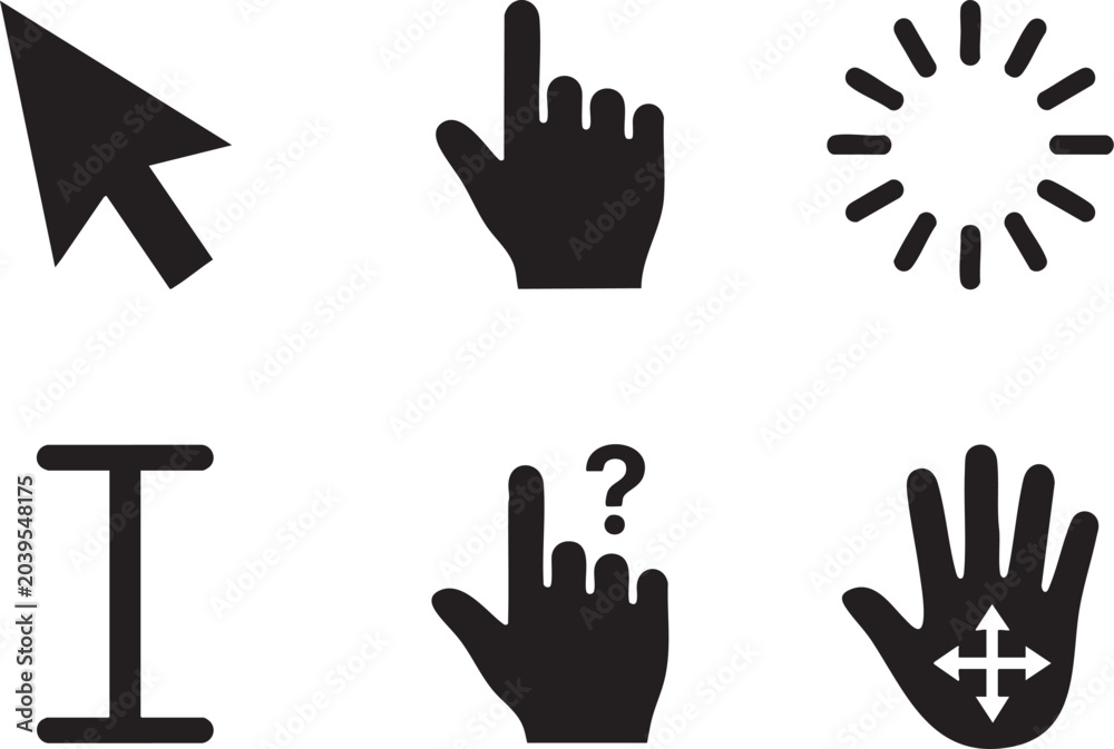 Fototapeta premium Computer mouse and hand cursor icons for user interface design