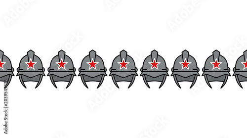 Quadro su tela Row of Soviet Star Helmets - Military History Graphic