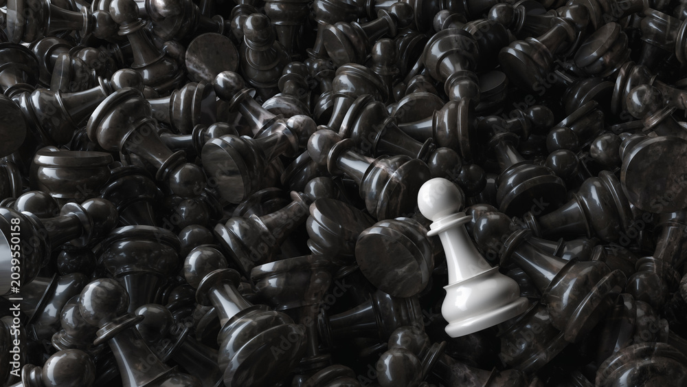 Obraz premium A pile of chess pieces. 3D render