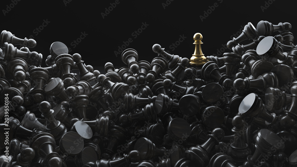 Fototapeta premium A pile of chess pieces. 3D render