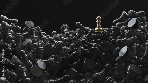 Tableau sur toile A pile of chess pieces. 3D render