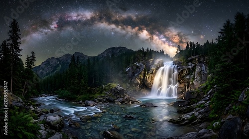 Milky Way Above Majestic Waterfall on International Waterfall Day