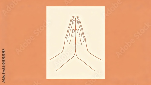 Minimal prayer hands illustration spiritual mindfulness gratitude and faith concept design