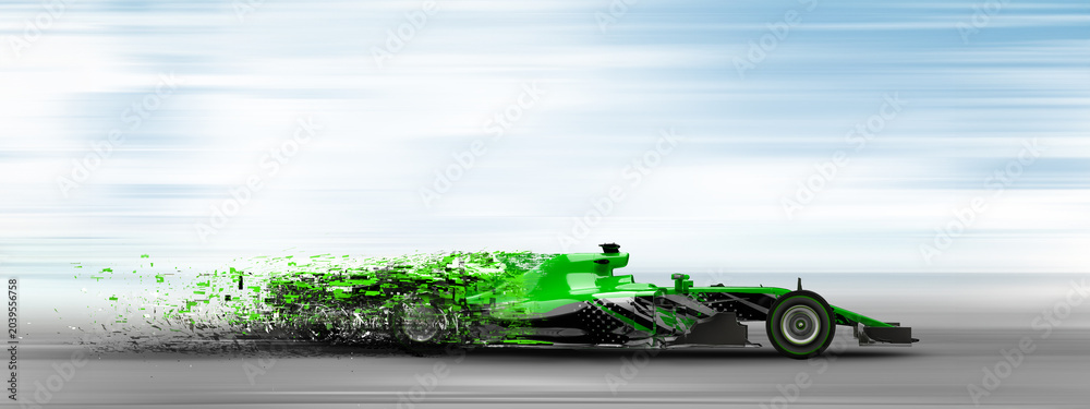 Naklejka premium racing cars moving a high speed with motion blur. 3d rendering