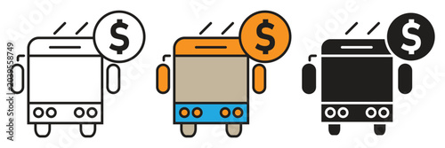 Tableau sur toile Bus with Dollar Coin Icon