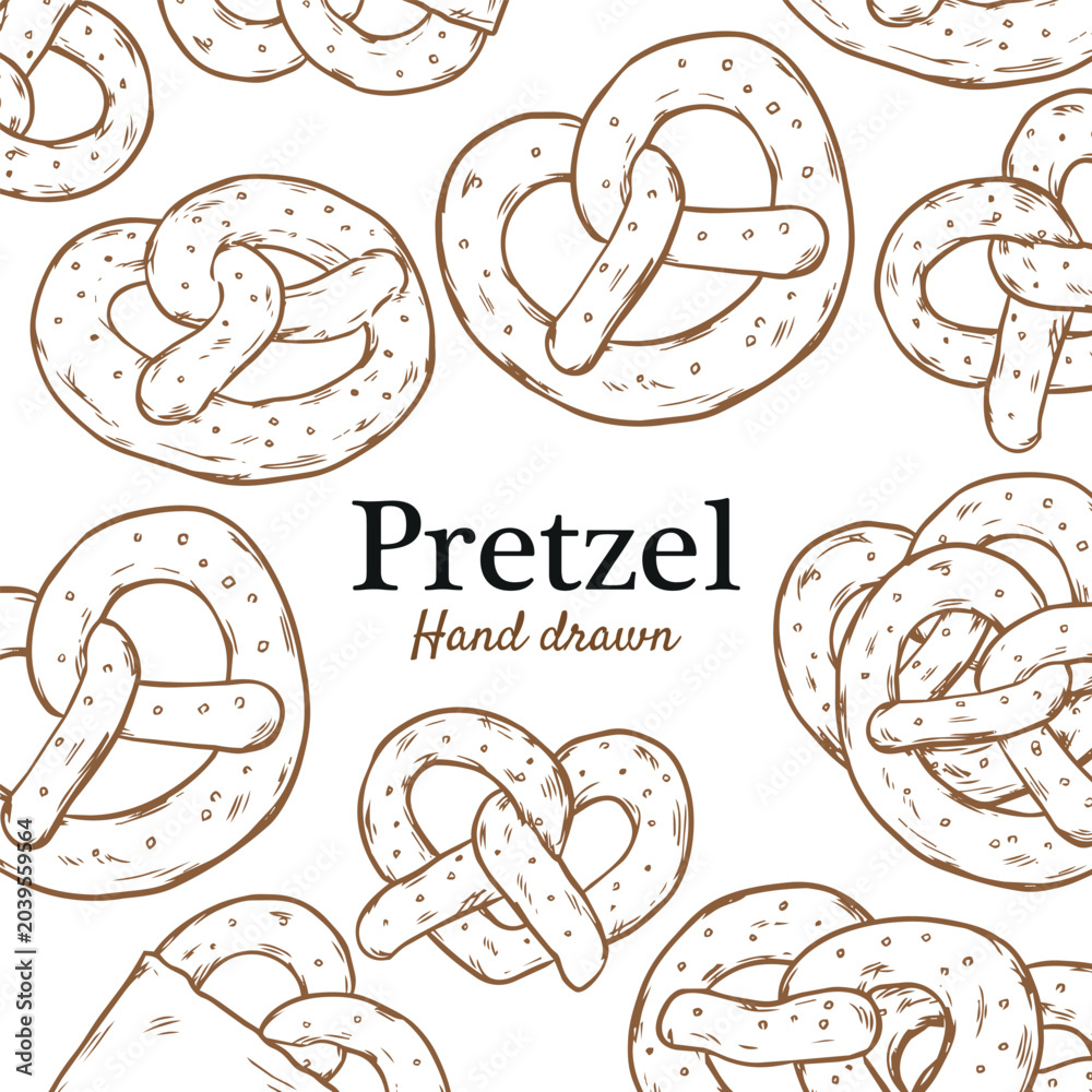 Fototapeta premium Isolated Pretzel bread outline drawing vector illustration